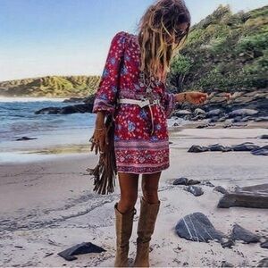 Spell Folktown Playdress, Size Large, Wine